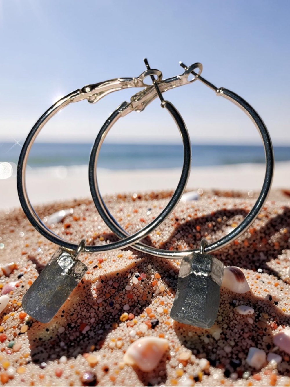 Beautiful Raw Sapphire earrings